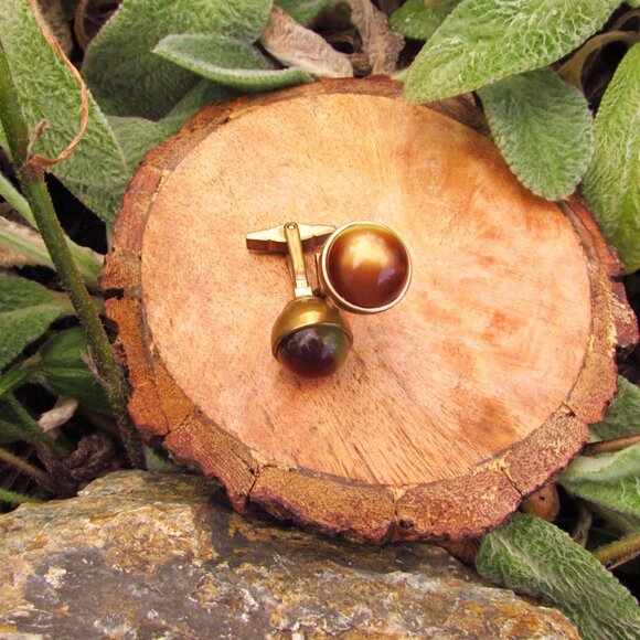 Art Deco Cufflinks | Brass Cufflinks | Antique Cufflinks | Mens Formalwear - Picture 6 of 10